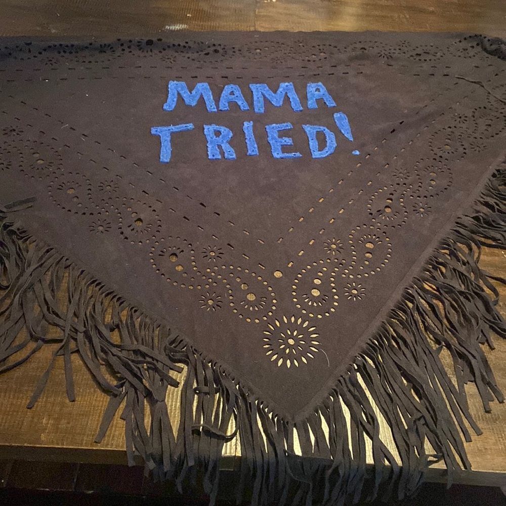 Mama Tried Fringe Suede like Poncho Detailed Cutout Design OSFM Fat Rat Family
